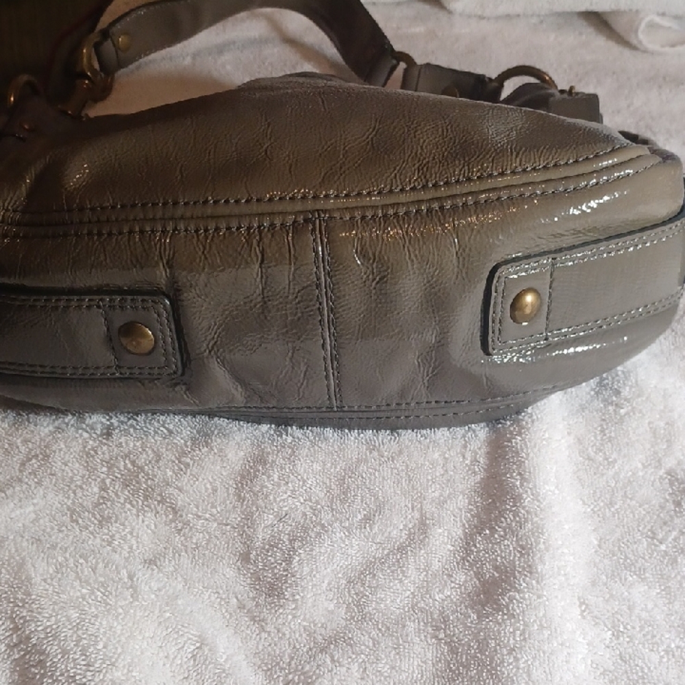 COACH EVER GREEN HOBO Patent Leather Shoulder Bag Zoe - Picture 6 of 14